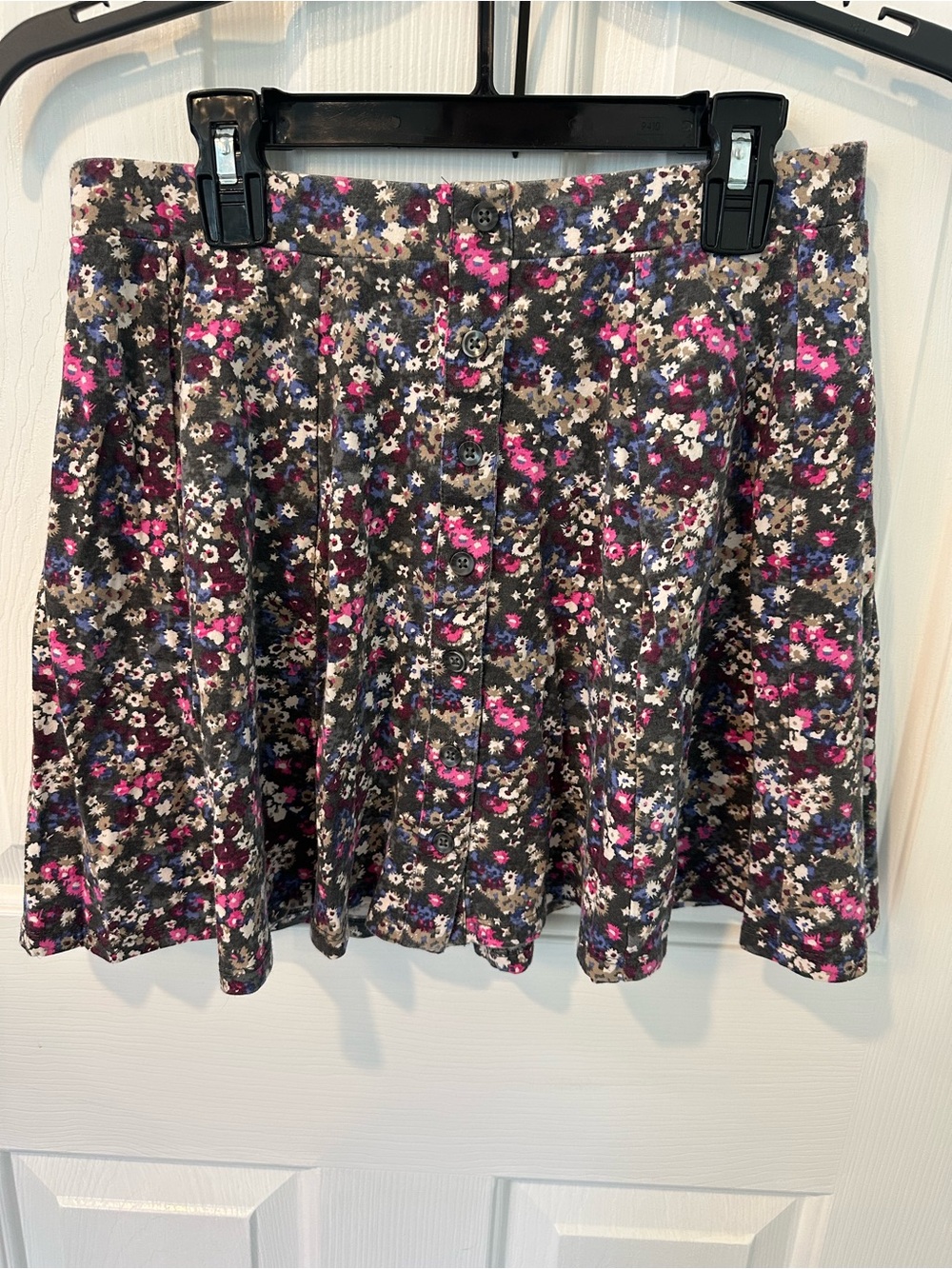 American Eagle Outfitters Floral Skater Mini Skirt in Pink and Gray